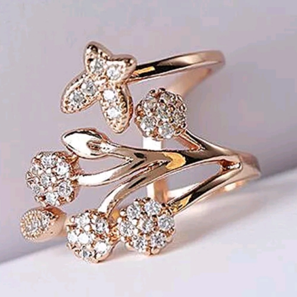 Gold/Sivler Butterfly Tree Rhinestone Adjustable - Picture 4 of 8